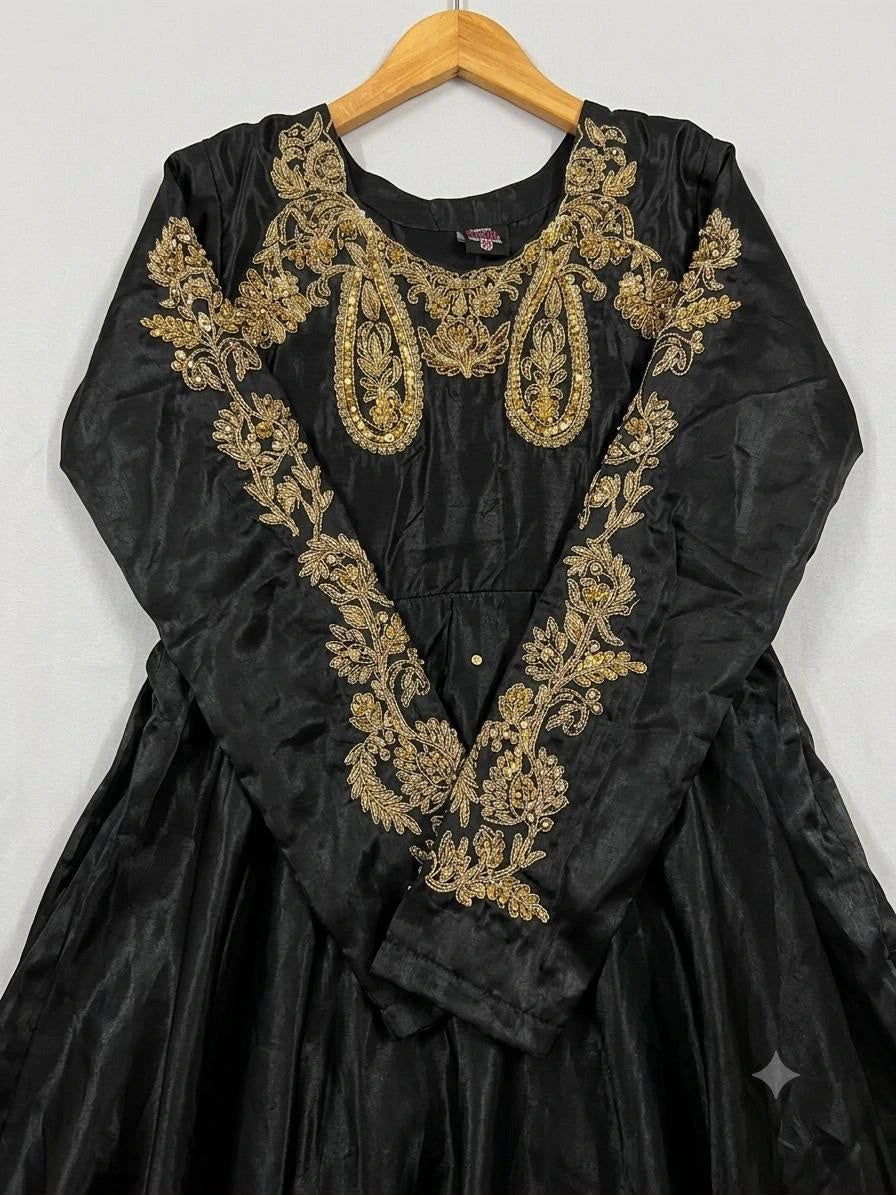 Black Embroidered Anarkali Dress